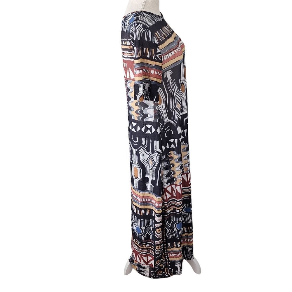 ZARA Women's Maxi Short Sleeve Aztec Print Dress Size Small - Picture 3 of 6